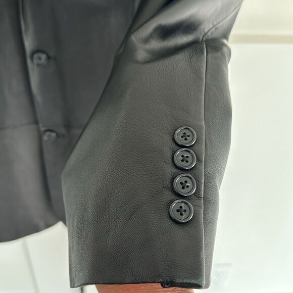 Alfani Men’s Black Genuine Leather Jacket Blazer Sleek Dress Coat Sz 42 REG NWT - Picture 5 of 14